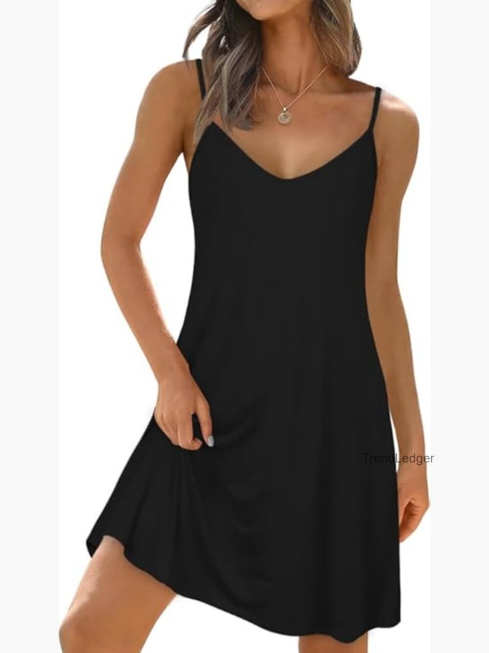 Spaghetti Strap V-Neck Sundress with Pockets Casual Summer Dress